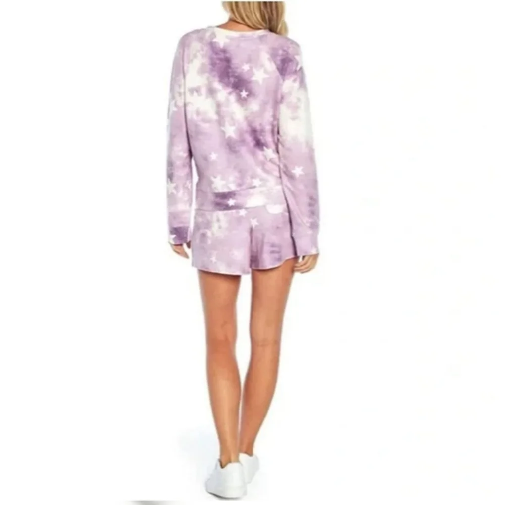 WILDFOX Womens L Tie Dye Stars Sweatshirt & Short Lounge Set NWT - Picture 4 of 6
